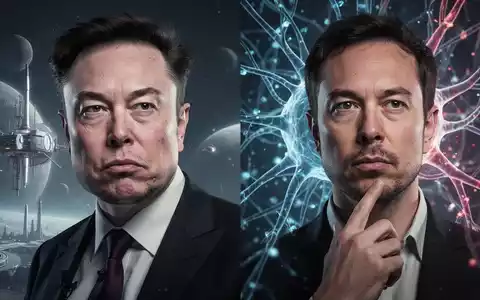 Geteiltes Bild: Elon Musk vor Weltraumhintergrund, Sam Altman vor KI-Netzwerk, symbolisiert ihren erneuten Streit. - Foto: über boerse-global.de