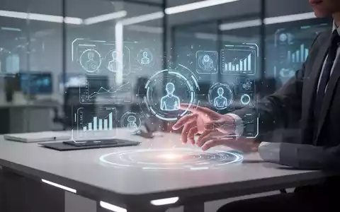Eine Person interagiert mit einer holografischen Benutzeroberfläche, die Datenvisualisierungen und KI-Agenten-Symbole anzeigt. - Foto: über boerse-global.de