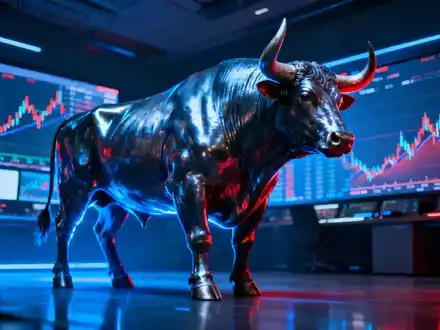 Ein stilisierter Bulle in einem modernen Handelsraum, der Stärke und den Kampf um Marktpunkte symbolisiert. - Foto: über boerse-global.de