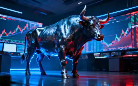 Ein stilisierter Bulle in einem modernen Handelsraum, der Stärke und den Kampf um Marktpunkte symbolisiert. - Foto: über boerse-global.de