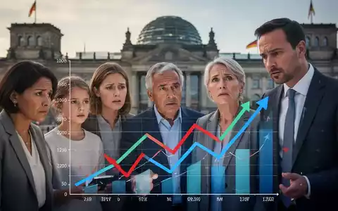 Eine Gruppe von Personen unterschiedlicher Einkommensstufen betrachtet eine Finanzgrafik mit Pfeilen, die Gewinne und Verluste anzeigen. - Foto: über boerse-global.de