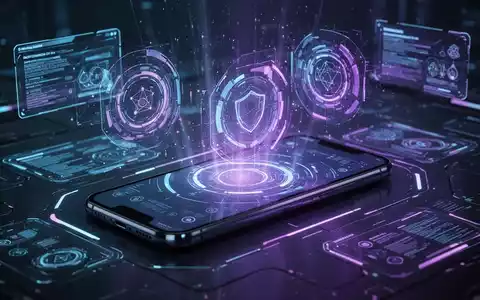 Stilisiertes Smartphone mit futuristischen Hologramm-Projektionen, die ein neues Betriebssystem darstellen. - Foto: über boerse-global.de