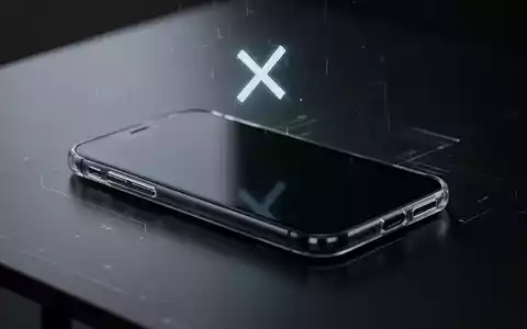 Ein minimalistisches Smartphone mit dunklem Bildschirm liegt auf einer dunklen Oberfläche, darüber schwebt ein digitales 'X'. - Foto: über boerse-global.de