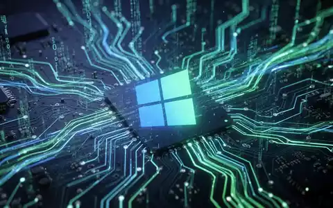 Nahaufnahme einer futuristischen Platine mit leuchtend blauen und grünen Datenströmen, die KI und Systemverwaltung in Windows 11 symbolisieren. - Foto: über boerse-global.de