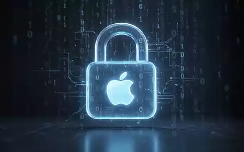 Stilisierte digitale Schlosssymbolik mit integriertem Apple-Logo, leuchtend blau, symbolisiert Kindersicherheitsfunktionen in iOS 27. - Foto: über boerse-global.de