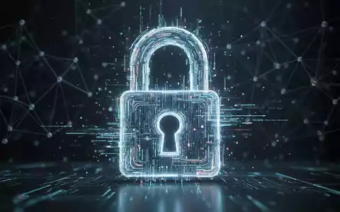 Ein digitales Vorhängeschloss aus leuchtenden Datenströmen, das Datensicherheit und einen Netzwerkeinbruch darstellt. - Foto: über boerse-global.de