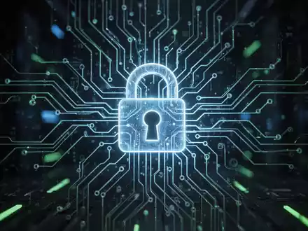 Leuchtendes digitales Vorhängeschloss über einem komplexen neuronalen Netzwerk, das den Einfluss von KI auf Cybersicherheitsbedrohungen und -abwehr darstellt. - Foto: über boerse-global.de