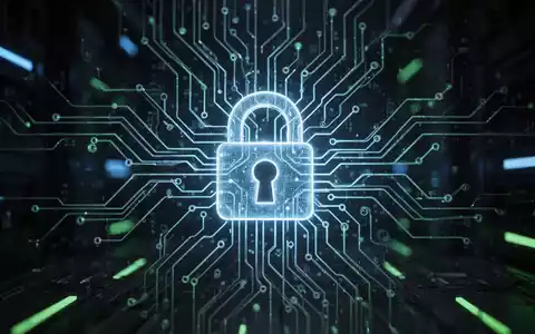 Leuchtendes digitales Vorhängeschloss über einem komplexen neuronalen Netzwerk, das den Einfluss von KI auf Cybersicherheitsbedrohungen und -abwehr darstellt. - Foto: über boerse-global.de