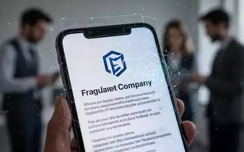 Ein Smartphone-Bildschirm zeigt ein betrügerisches Jobangebot, mit verschwommenen Figuren im Hintergrund, die die Gefahren von Beschäftigungsbetrug symbolisieren. - Foto: über boerse-global.de