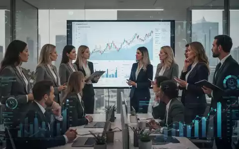 Eine vielfältige Gruppe von Fachleuten in einem modernen Büro, die Finanzdaten und Diagramme auf einem Bildschirm betrachten und diskutieren. - Foto: über boerse-global.de