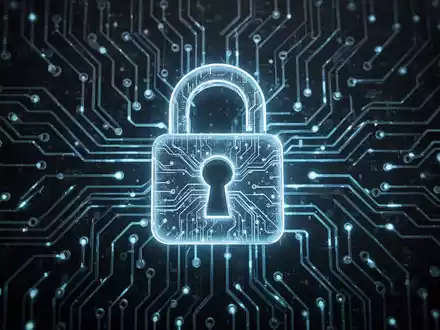 Glühendes Vorhängeschloss-Symbol auf komplexem neuronalen Netzwerk-Muster, das KI-Sicherheit und Bug-Bounty-Programme repräsentiert. - Foto: über boerse-global.de