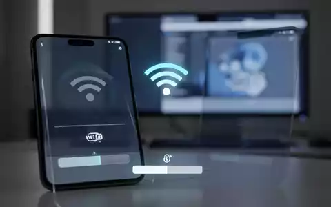 Smartphone-Bildschirm mit Datenübertragungsbalken, per WLAN mit Desktop-PC verbunden. - Foto: über boerse-global.de