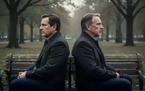 Zwei Männer sitzen auf einer Parkbank, schauen in verschiedene Richtungen, symbolisieren emotionale Distanz und Einsamkeit. - Foto: über boerse-global.de