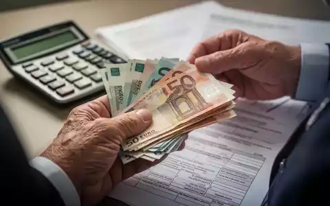 Ältere Hände halten Euro-Banknoten, mit einem Taschenrechner und Dokumenten im Hintergrund, die finanzielle Anpassungen symbolisieren. - Foto: über boerse-global.de