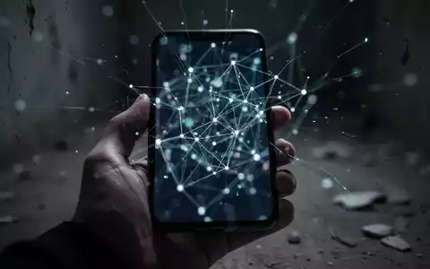 Eine Hand hält ein Smartphone mit verschwommenem, abstraktem digitalem Netzwerk auf dem Bildschirm, das Cyberbetrug und Datendiebstahl darstellt. - Foto: über boerse-global.de