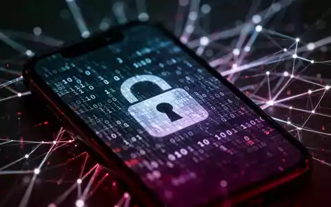 Nahaufnahme eines Smartphone-Bildschirms mit abstraktem Binärcode, unscharfer Hintergrund mit leuchtenden digitalen Linien, symbolisiert eine Cyber-Bedrohung. - Foto: über boerse-global.de