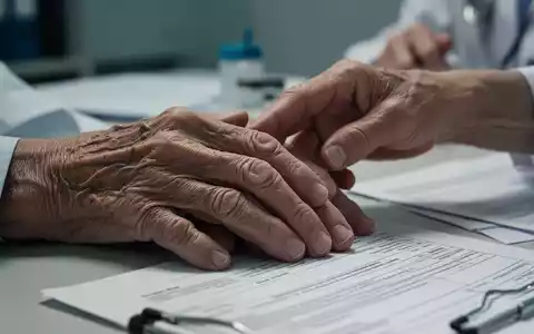 Nahaufnahme der Hände einer älteren Person, die auf einem Tisch ruhen, sanft berührt von einer anderen Hand. - Foto: über boerse-global.de