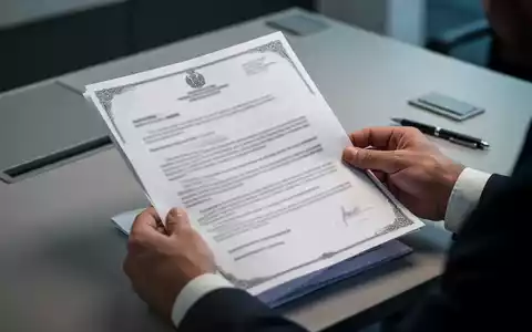 Hände halten offizielle Dokumente mit teilweise unscharfem Text und einem Stift auf einem Schreibtisch. - Foto: über boerse-global.de