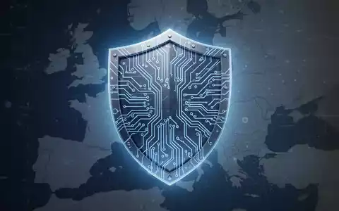Ein stilisiertes Schild mit Leiterplattenmuster, das Datensouveränität und Cybersicherheit symbolisiert. - Foto: über boerse-global.de