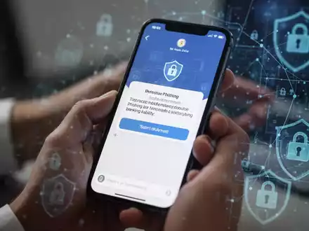 Nahaufnahme eines Smartphones mit einer Phishing-Nachricht und unscharfen Händen im Hintergrund, die das Telefon halten. - Foto: über boerse-global.de