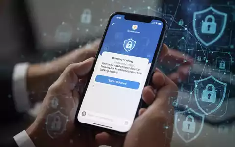 Nahaufnahme eines Smartphones mit einer Phishing-Nachricht und unscharfen Händen im Hintergrund, die das Telefon halten. - Foto: über boerse-global.de