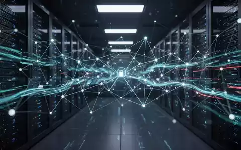 Ein stilisiertes, leuchtendes Netzwerk aus verbundenen Linien und Knoten, das Cybersicherheit und Datenflüsse darstellt. - Foto: über boerse-global.de