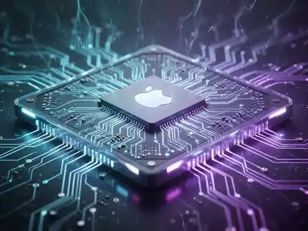 Ein leuchtender, futuristischer Siliziumchip mit komplexen Schaltkreisen, in blaues und violettes Licht getaucht, symbolisiert KI und fortschrittliche Computertechnik. - Foto: über boerse-global.de