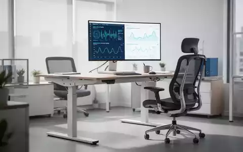 Ein ergonomisch gestalteter Büroraum mit Stehschreibtisch und speziellem Bürostuhl, der Komfort und Produktivität vermittelt. - Foto: über boerse-global.de