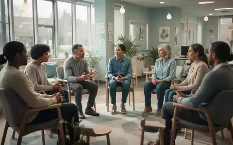 Eine vielfältige Gruppe von Menschen sitzt in einem Kreis und nimmt an einer unterstützenden Gruppentherapiesitzung teil. - Foto: über boerse-global.de