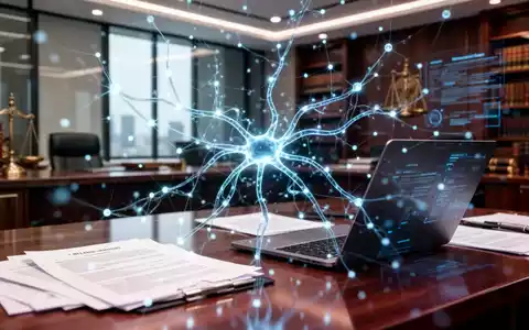 Stilisierte KI-Netzwerke über moderner Kanzlei, Symbol für KI-Integration in Rechtsabläufen. - Foto: über boerse-global.de