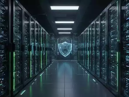 Sicherer, moderner Serverraum mit Reihen leuchtender Datenserver, die digitale Langzeitarchivierungsinfrastruktur repräsentieren. - Foto: über boerse-global.de