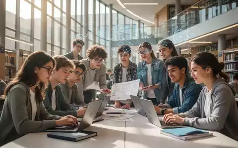 Eine vielfältige Gruppe von Studierenden arbeitet in einer modernen Universitätsbibliothek zusammen, symbolisch für globale Bildung und Innovation. - Foto: über boerse-global.de
