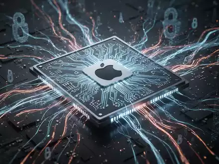 Ein leuchtender, futuristischer Computerchip mit komplexen Schaltkreisen, umgeben von energiegeladenen digitalen Linien, die Datenfluss und Verarbeitungsgeschwindigkeit darstellen. - Foto: über boerse-global.de