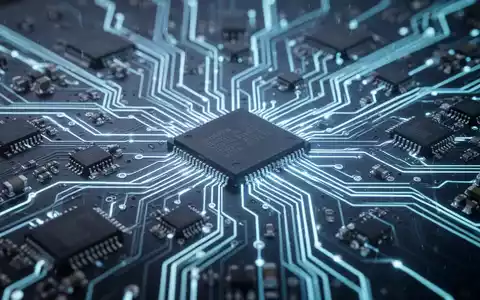 Nahaufnahme einer futuristischen Leiterplatte mit blau leuchtenden Linien und Komponenten, die fortschrittliche Computertechnologie darstellt. - Foto: über boerse-global.de