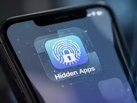 Ein iPhone-Bildschirm zeigt ein 'Versteckte Apps'-Ordnersymbol mit biometrischem Schloss-Symbol für App-Privatsphäre und Sicherheit. - Foto: über boerse-global.de