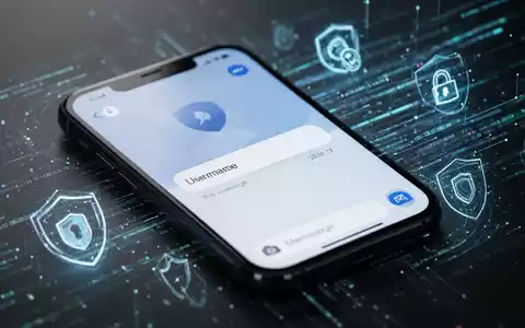 Ein Smartphone-Bildschirm zeigt eine Messaging-App mit einem Benutzernamenfeld, umgeben von digitalen Datenströmen und Sicherheitssymbolen. - Foto: über boerse-global.de