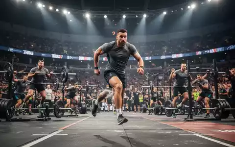 Athleten bei einem Hyrox-Wettkampf, die eine Kombination aus Laufen und Kraftübungen in einer dynamischen Arena absolvieren. - Foto: über boerse-global.de