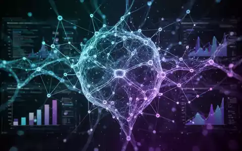 Abstrakte Visualisierung vernetzter Datenpunkte, die KI-Nutzungsmuster und Analysen darstellt, in blau-violettem Leuchten. - Foto: über boerse-global.de