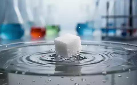 Ein Zuckerwürfel löst sich in Wasser auf, im Hintergrund sind unscharfe Laborgeräte zu sehen. - Foto: über boerse-global.de