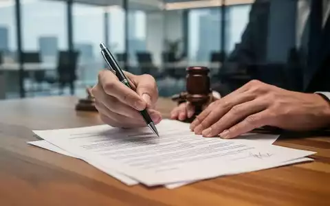 Hände halten einen Stift über einem Vertrag, der auf einem Schreibtisch liegt, im Hintergrund ein unscharfes Büro. - Foto: über boerse-global.de