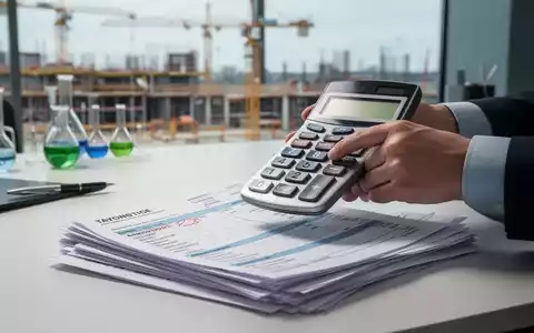 Eine Hand hält einen Taschenrechner über einem Stapel Rechnungen und Finanzdokumenten, die Steuerberechnungen und Fehler hervorheben. - Foto: über boerse-global.de