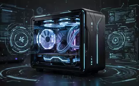 Futuristischer Mini-Gaming-PC mit leuchtenden Komponenten und schlankem, schwarzem Design. - Foto: über boerse-global.de