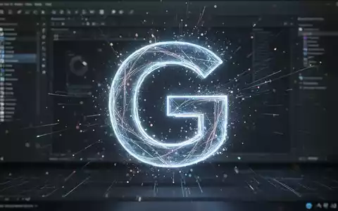 Stilisiertes, leuchtendes digitales 'G'-Symbol, das GIMP darstellt, aus abstrakten Lichtpartikeln auf dunklem digitalem Hintergrund. - Foto: über boerse-global.de