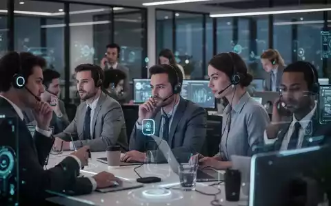 Büroangestellte in einem modernen Großraumbüro, die sprachgesteuerte Technologie nutzen, um die Effizienz zu steigern. - Foto: über boerse-global.de