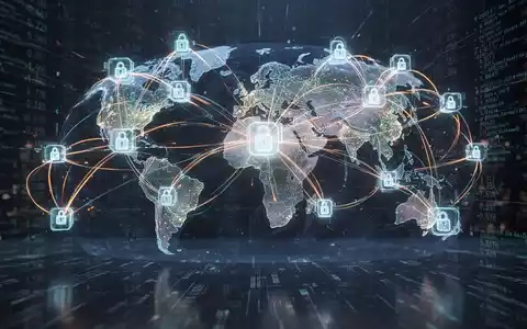 Digitale Illustration leuchtender Blockchain-Verbindungen um einen Globus, die schnelle grenzüberschreitende Finanztransaktionen und globale Reichweite symbolisieren. - Foto: über boerse-global.de