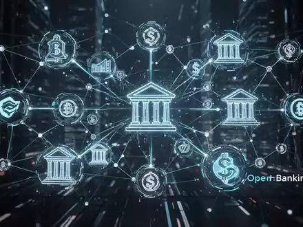 Digitales Netzwerk mit leuchtenden Linien, die Finanzsymbole verbinden, für offenes Finanzwesen, Banken-Ökosysteme und Zusammenarbeit. - Foto: über boerse-global.de