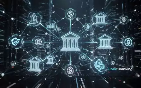 Digitales Netzwerk mit leuchtenden Linien, die Finanzsymbole verbinden, für offenes Finanzwesen, Banken-Ökosysteme und Zusammenarbeit. - Foto: über boerse-global.de