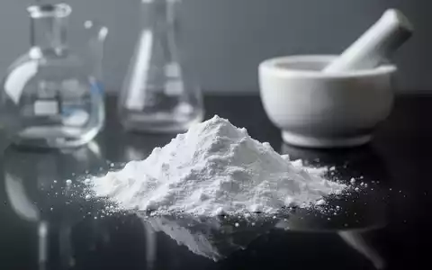 Nahaufnahme eines weißen Pulvers auf einer dunklen Oberfläche mit angedeuteten Laborgeräten im Hintergrund, das Glutathion darstellt. - Foto: über boerse-global.de