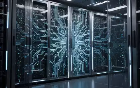Nahaufnahme eines futuristischen Serverracks mit leuchtenden Innenkomponenten, die fortschrittliche Computer- und KI-Technologie darstellen. - Foto: über boerse-global.de
