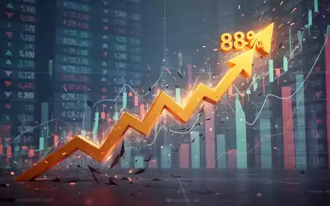 Eine stilisierte Grafik mit einer steil ansteigenden Linie, die einen Aktienkursanstieg von 88 % in 30 Tagen darstellt. - Foto: über boerse-global.de